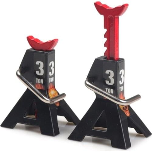 2PCS Metal 3 Ton Simulated Jack Height Adjustable Repair Bracket Scene Tool Lifting Jack for 1/10 TRX4 D90 CC01 RC Climbing Car
