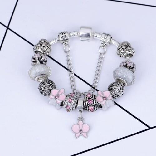 2020 New Arrival Magnolia Pendant Bracelet Pandora Style diy Glass Bead Bracelet
