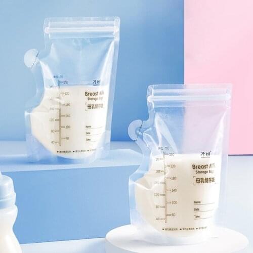 250ml Breast Milk Storage Bags Mother Milk Freezer Bags Infant Liquid Food Fresh Sealed Portable Baby Safe Feeding Bags 30Pcs