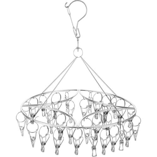 32 Clips Collapsible Stainless Steel Windproof Clothespin Laundry Hanger Sock Towel Bra Drying Rack Clothes Peg Hook Airer Dryer