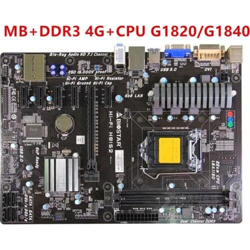 6GPU 6PCIE for BIOSTAR HIFI H81S2 G1820 Desktop HI-FI H81S2 Motherboard H81 LGA 1150 i7 i5 i3 DDR3 SATA2 ATX 100% Fully Test