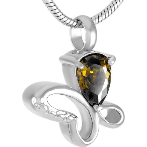 9262 Inlay Teardrop Crytsal Butterfly Cremation Pendant To Hold Pet Ashes Necklace Keepsake Stainless Steel Memorial Urn Jewelry