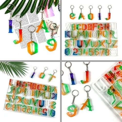 1Pc Shiny Glossy Silicone Resin Molds English Alphabet Keychain Mold DIY Keychain Pendant Jewelry Epoxy Resin Crafting Molds
