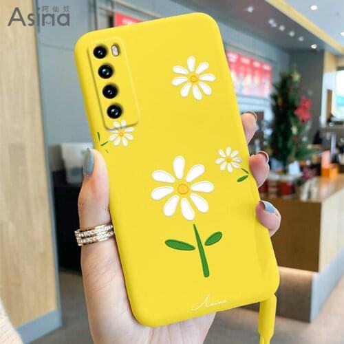 ASINA Original Liquid Silicone Case For Huawei Nova 7 8 Pro Cover Cartoon Flower Pattern Cover For Nova3 3i 5t 7i Funda Women