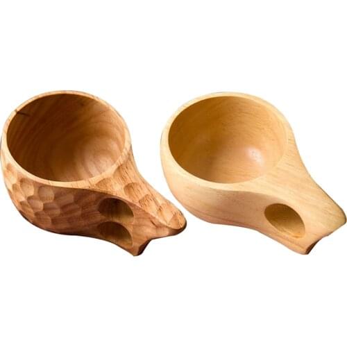 Handmade Cup Wood Coffee Mug Natural Rubber Wooden Tea Milk Cups Gift