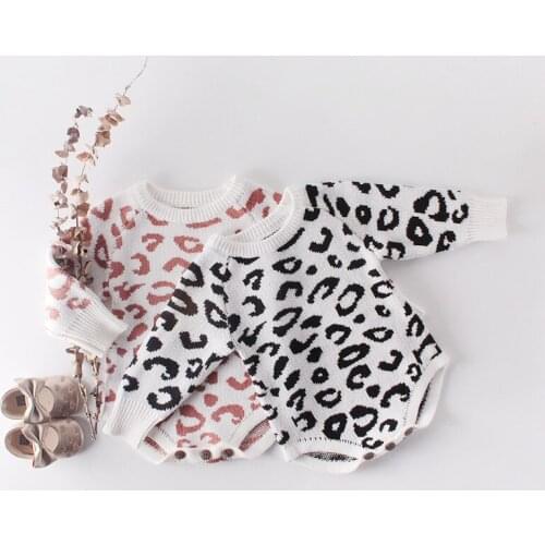 Newborn Baby Romper Leopard Baby Girl Romper Cotton Knitted Baby Clothes Infant Baby Boy Romper Infant Toddler Jumpsuit Overalls