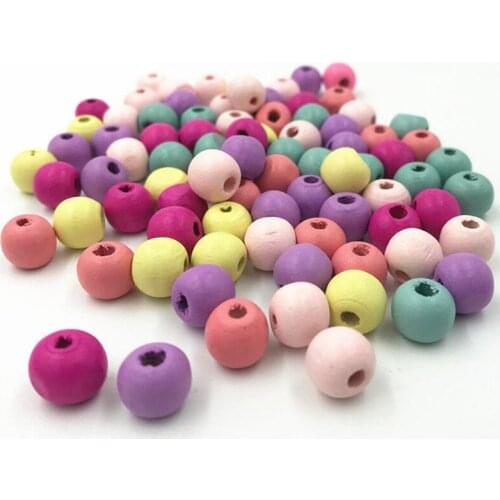 DIY 200X Mixed Round Wood Beads Kids Toy Makeing Necklace Spacer Beads 10mm