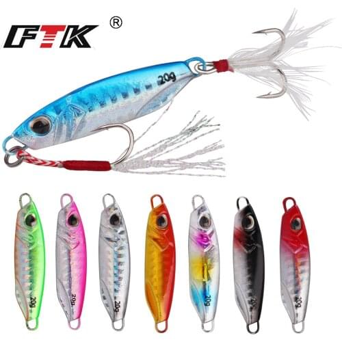 FTK New Fishing Metal Jig Jigging Spoon Lure 10G-40G Shore Casting Jig Drag Cast Sea Bass Lure Artificial Bait Fishing Tackle