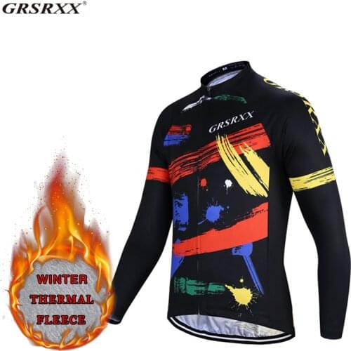 GRSRXX Cycling Jersey Long Sleeve 2021 Winter Cycling Sweatshirt Bicycle Team Race Thermal Fleece Premium Cycling Shirt