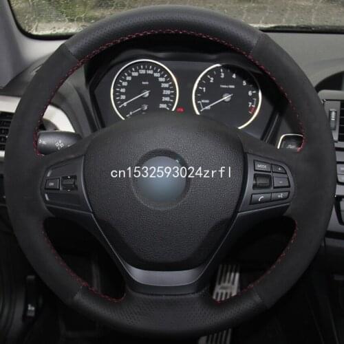 Customized Hand sewing Black Leather Black Suede Car Steering Wheel Cover for BMW F87 M2 F80 M3 F82 M4 M5