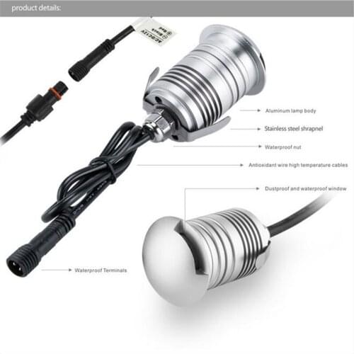 IP67 3W 12V LED Underground Light Lamp Outdoor Landscape Lighting Recessed Spot Light Kit Patio Pavers LED Floor Deck Stair Lamp