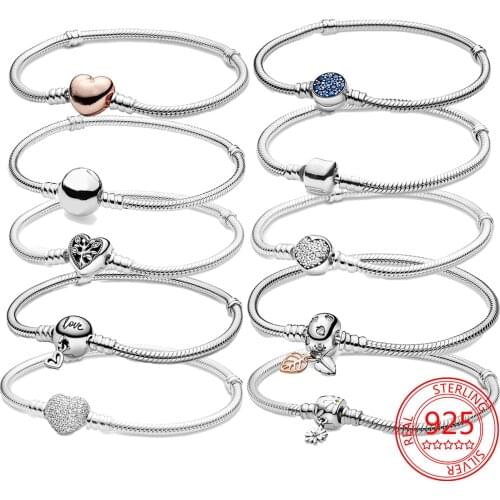 Classic 925 Sterling Silver New Series Bracelet, Fallen Leaves Chain Clasp Basic Bracelet Charm Fit Original Charm Jewelry Gifts