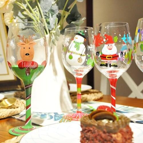15oz Colorful Glasses Mug Crystal Red Wine Glass Goblet Birthday Gifts Wedding Supplies Wine Cup Graffiti Christmas gift