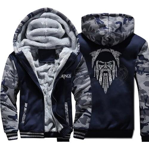 Odin Hoodie Men Viking Camouflage Jacket 2019 Winter Brand Vikings Warm Fleece Hip Hop Hooded Sweatshirt Mens Thick Coat
