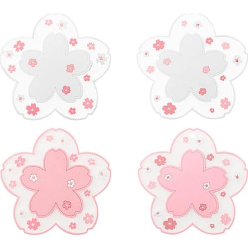 1pcs PVC Soft Sakura Coaster Pads Table Bowl Mats Home Christmas Wedding Decor Heat Resistant Placemat for Dining Table