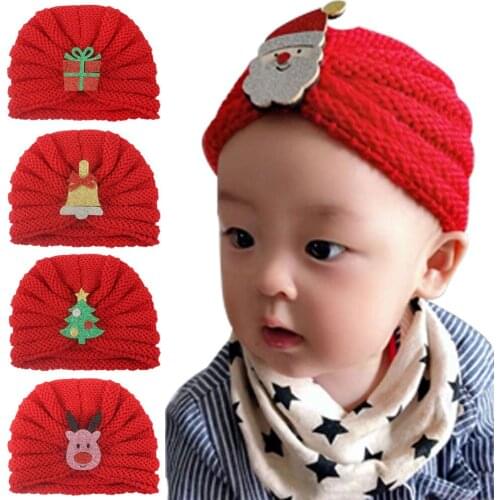 New Winter Kids Girls Boys Hats With Cartoon Xmas Gifts Red Knitted Newborn Beanie Hat Kids Skullies Cap Baby Hair Accessories
