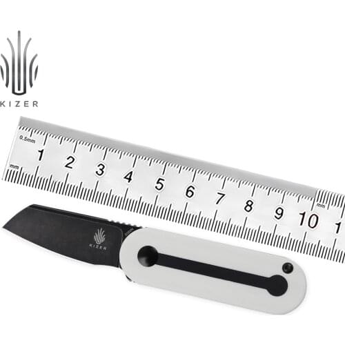 Kizer EDC Knife Mini Bay Ki2583A1 Survival Tactical Knife G10 Handle Flipper 2021 New S35VN Blade Hunting Camping Tools White