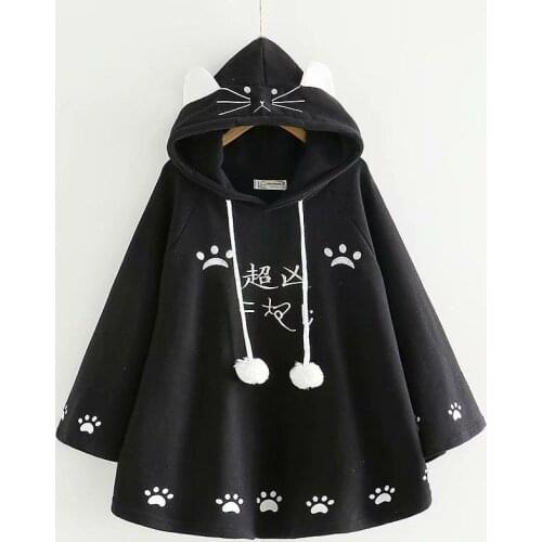 Lolita Cloak Angry Cat Harajuku Style Mori Girls Cloaks Lovely Cat Paws Women Autumn Winter Sweet Cape Student School Wear Tops