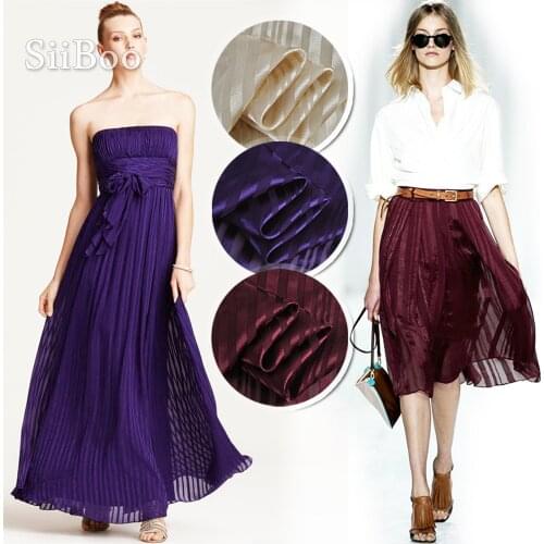 Luxury and breathable wine red violet purple champagne 100% silk base layer rayon striped fabric for shirt dress tecido SP5968