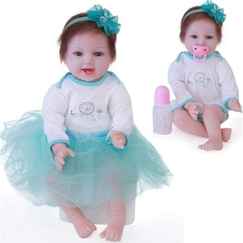 Silicone Vinyl Baby Reborn Doll 22 Inch 55 Cm Lifelike Girl Simulation Mold Face For Toddler Child Kids Toys