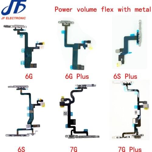 50pcs Power Flex Cable Replacement for iPhone 6G 6 plus 6s 6 S plus 7g 7plus On Off volume Button With Metal Bracket Parts