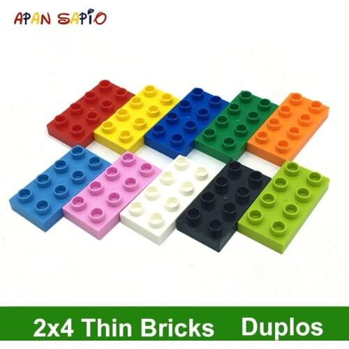 Big Size DIY Building Blocks Thin Figures Bricks 2x4Dot 12PCS Educational Creative Toys for Children Compatible With Brands
