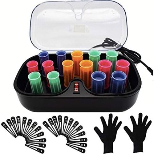 VamsLuna Electronic Hot Rollers Set + GLOVES For Long Medium Short Hair Travel Hair Roller with Clips