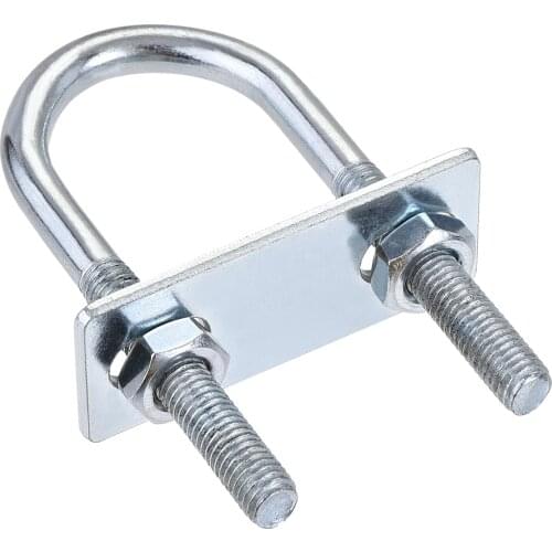 Uxcell Round U-Bolt 1.22"(31mm) Inner Width 90mm Length Steel M8 with Nut, Plate 1 Set