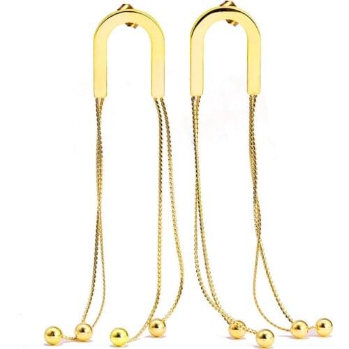 Stainless Steel Drop Earrings for Woman Female Rose Gold Plating Long Tassel Party Engagement Luxury Brand Dangling Earring Gift