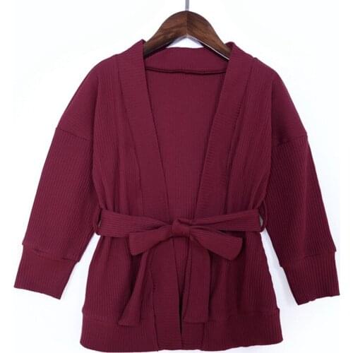 Girls Knitted Cardigan V-Neck Solid Color Cotton Spring Autumn Kids Long Sleeve Tops Back To School Children Outwear