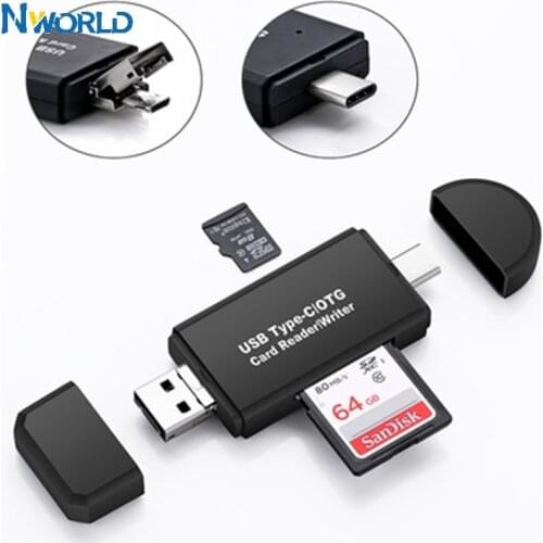 High-speed Type C & micro USB & USB 3 In 1 OTG Card Reader USB2.0 Universal OTG TF/SD for Android Computer Extension Headers