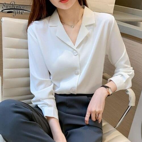 Korean Fashion New Suit Loose Solid Tops Female Square Button Elegant Blouse Long Sleeve Office Lady Style Womens Shirts 11873