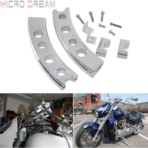 1 Pair Chrome Adjustable Pullback Handlebar Riser w/ Bracket Bolts Kit for Suzuki Boulevard M109 R 2006 2007 2008 2009