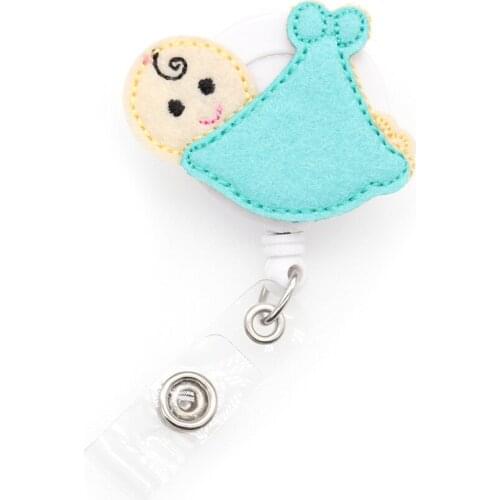 10 pieces/lot free shipping cute baby face retractable nurse ID badge card reel
