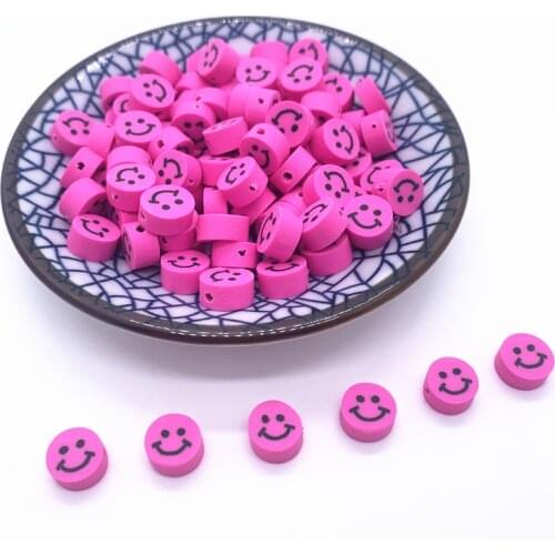 30pcs 10mm Rose Smiley Beads Polymer Clay Spacer Loose Beads For Jewelry Making DIY Handmade Jewelry Crafts#03