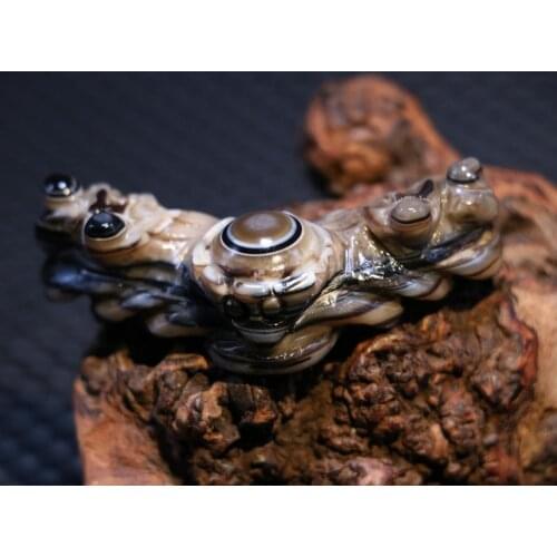 4A+ Big Treasure Talisman Energy!!! Tibetan Onyx Big Fortune Totem Vampire Bat Sculptural Heaven Eye Carving Pendant Timestown