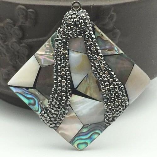5 pcs CZ Zircon Inlaid In White Polygon Shape Sky In Bow Gray Mother of Pearl Pendant A rectangle
