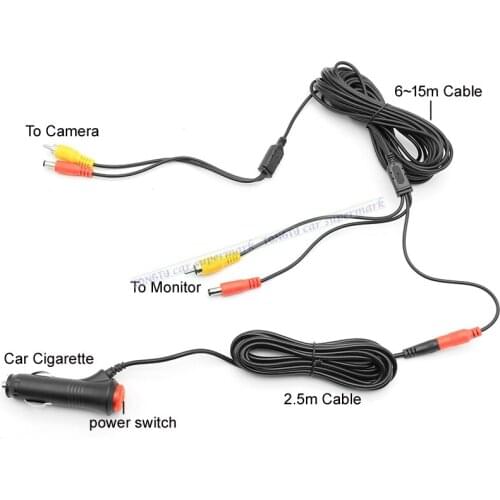 7M Easy Install Car Cigarette lighter Video Cable RCA AV Video Kit for Car DVD Monitor & Car Rear View Camera