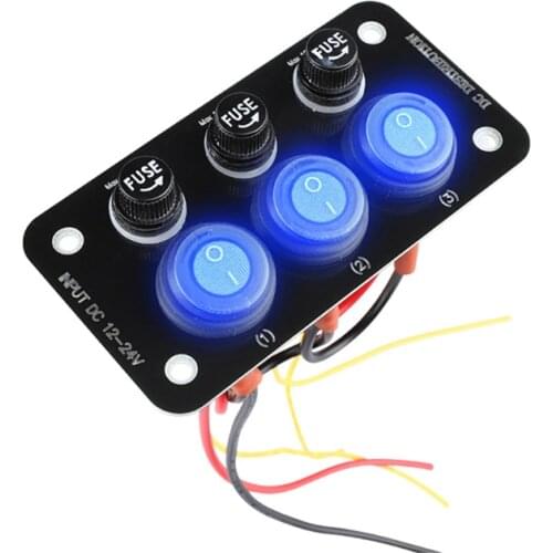 Car Marine Boat Caravan Modification Supplies 12-24V Switch Panel with 10A Fuse Short Circuit Protection Panel
