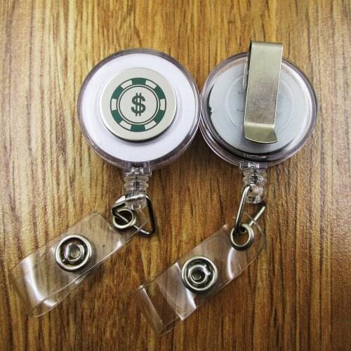 Poker Chip ID Badge Reel gift for him/her friend family retractable recoil id badge holder work fun