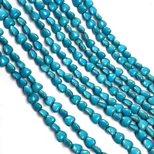 Natural Blue Turquoises Beads Heart-shaped Loose Beads 8 10 12 14 20 mm for Making DIY Jewelry Necklace Accessories