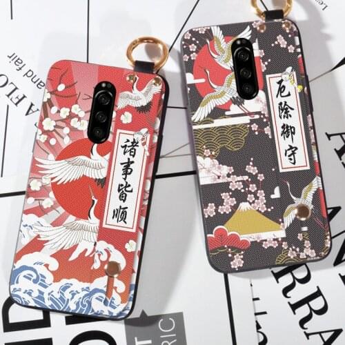 Phone Holder Case For Sony Xperia 5 2019 XZ4 XZ1 Compact XZ XZ 2 XZ3 Birds Crane Wrist Strap Case For Xperia 1 10 Plus