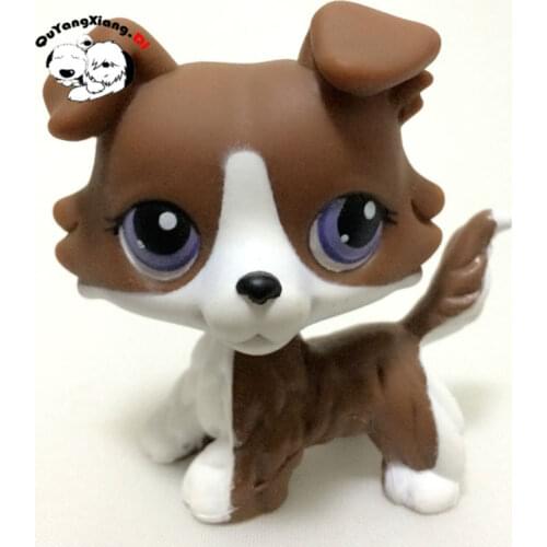 CWG045 Pet Shop Animal Rare Brown Collie Dog with purple eyes Puzzle action Figure cute puppy