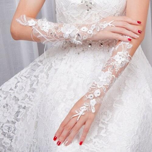 Elegant Sequins Lace Wedding Gloves Fingerless Wedding Glove Wedding Accessories Bridal Gloves