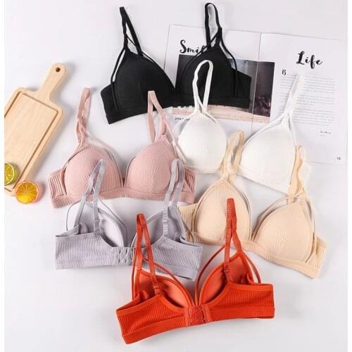 Cotton Bra Sexy Bralette Solid Underwear Women Wireless Vest Push Up Lingerie Female Triangle Cup Brassiere Gathered Bra Top