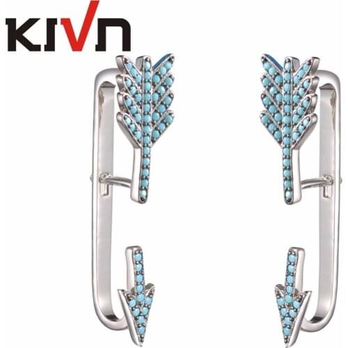 KIVN Womens Girls Fashion Jewelry CZ Cubic Zirconia Arrow Earrings Ear Cuff Ear Crawler Climber Ear Jackets 6pcs Lot Wholesale