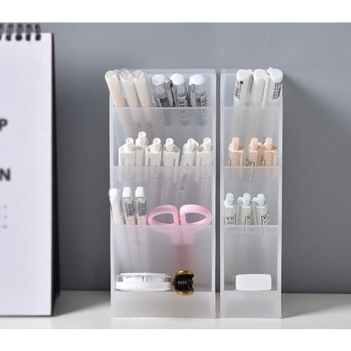 Creative Multifunctional 4 Grid Desktop Organizer Pen Holder Makeup Desk Storage Box School Office Accessories Stationery