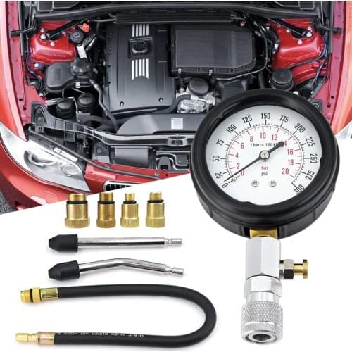 Gasoline Engine Compression Tester Auto Petrol Gas Engine Cylinder Car Motorcycle Pressure Gauge Tester Automotive Test Kit