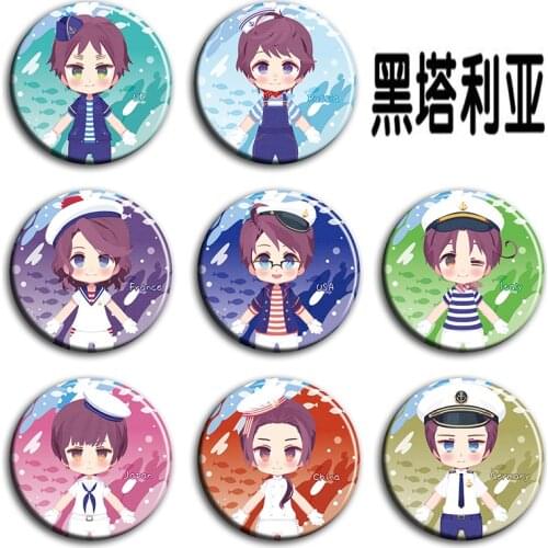 58MM Axis Powers Hetalia Sailor Version Badge Iron Button Pins Metal Brooch