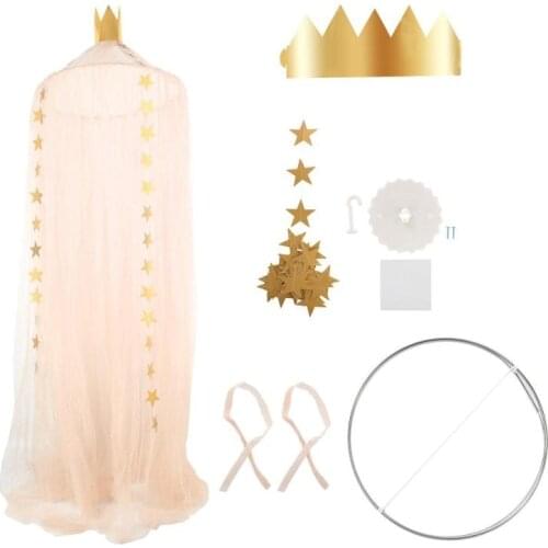 Star Crown Mosquito Net for Kids Baby Bed Canopy Cotton Gauze Anti-Mosquito Repellent Insect Curtain Bedding Dome Tent Bedcover